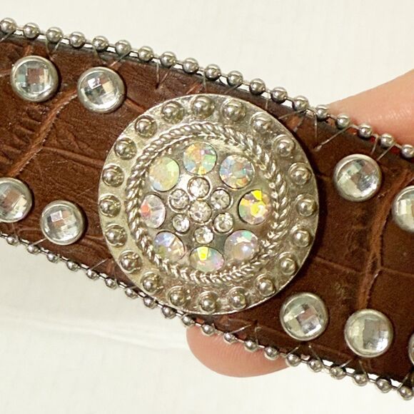 Blazin Roxx Belt MEDIUM Brown Croc Print Western Rodeo Bling Rhinestone Jewels - Picture 4 of 11